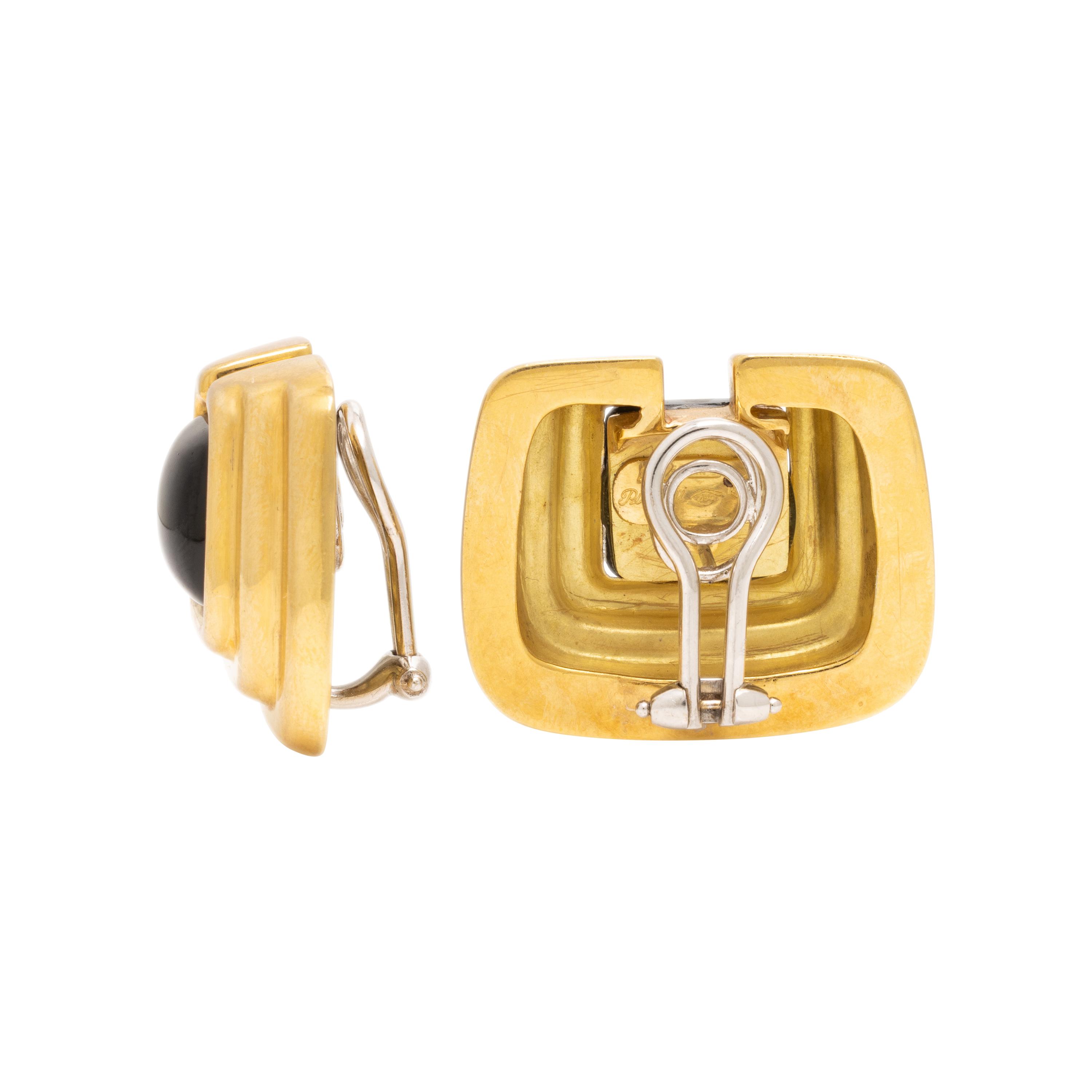 Fratelli Piccini, Onyx and Yellow Gold Earrings