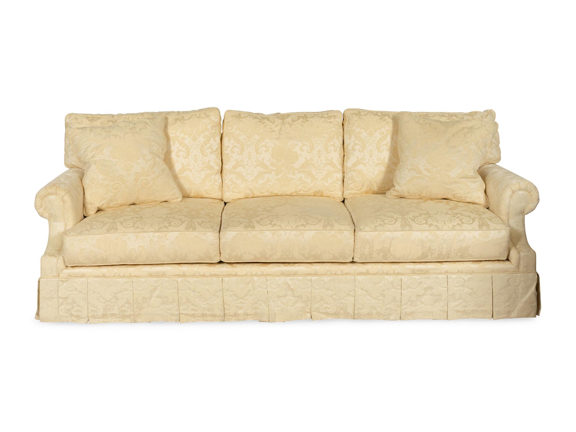 A Century Furniture Company Ivory Damask-Upholstered Sofa