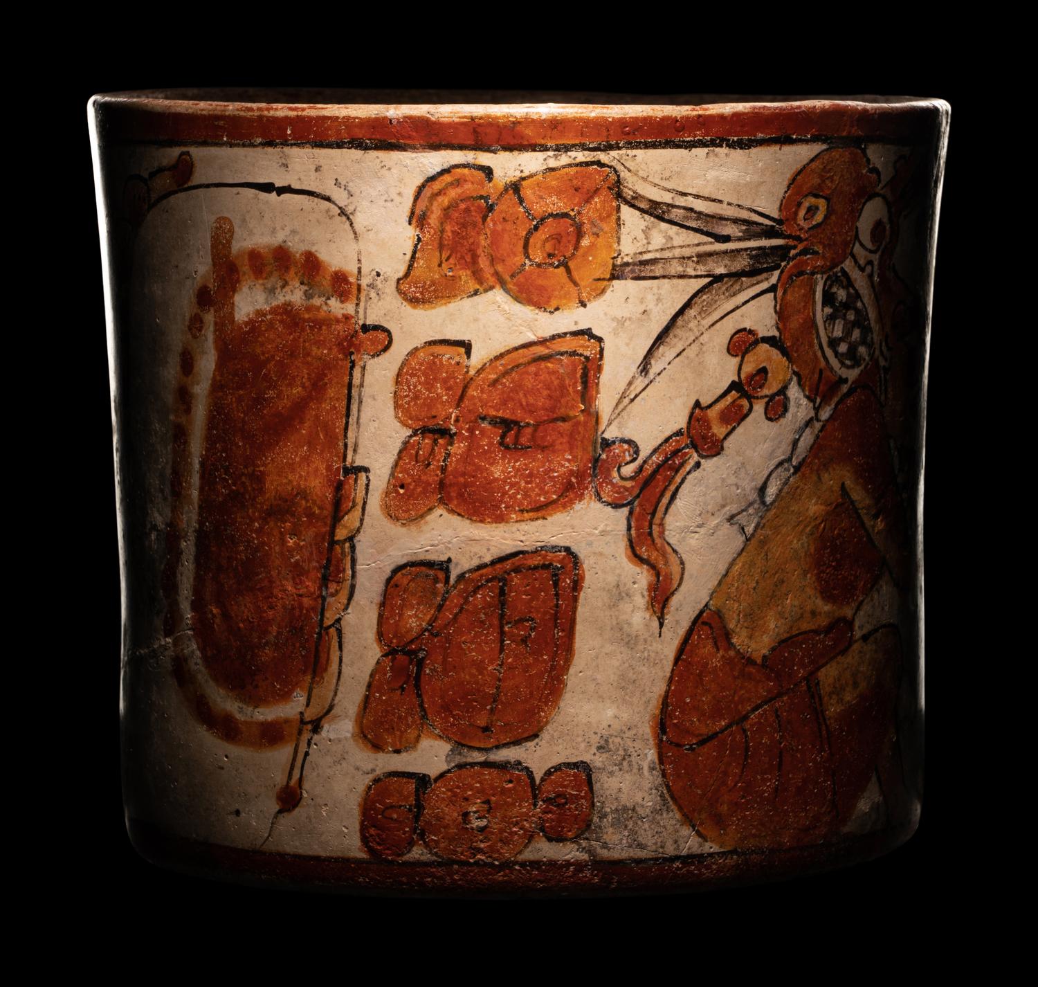 A Maya Polychrome Cylinder Vessel