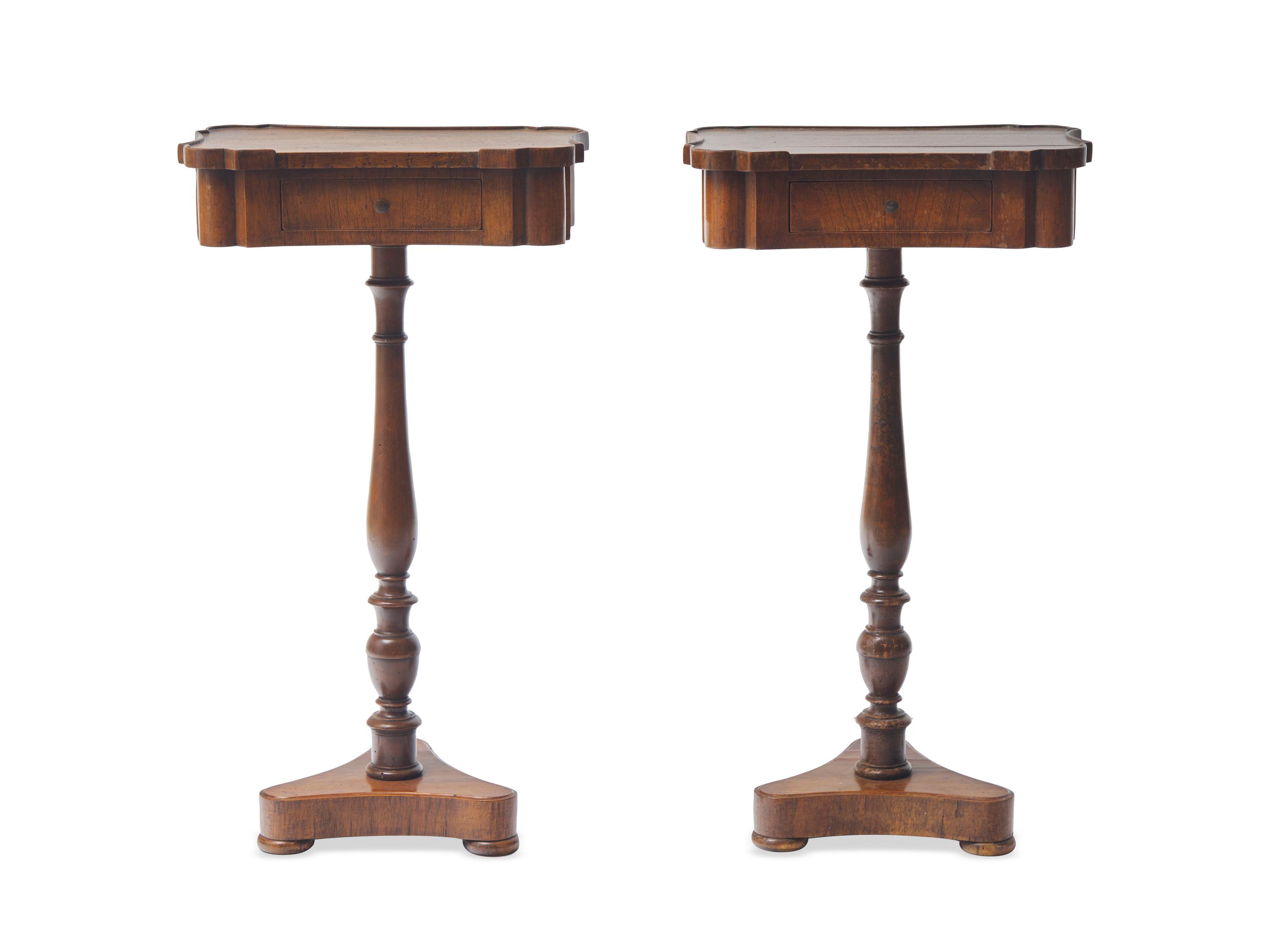 A Pair of Italian Walnut Jardiniere Stands