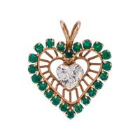 DIAMOND AND EMERALD HEART PENDANT