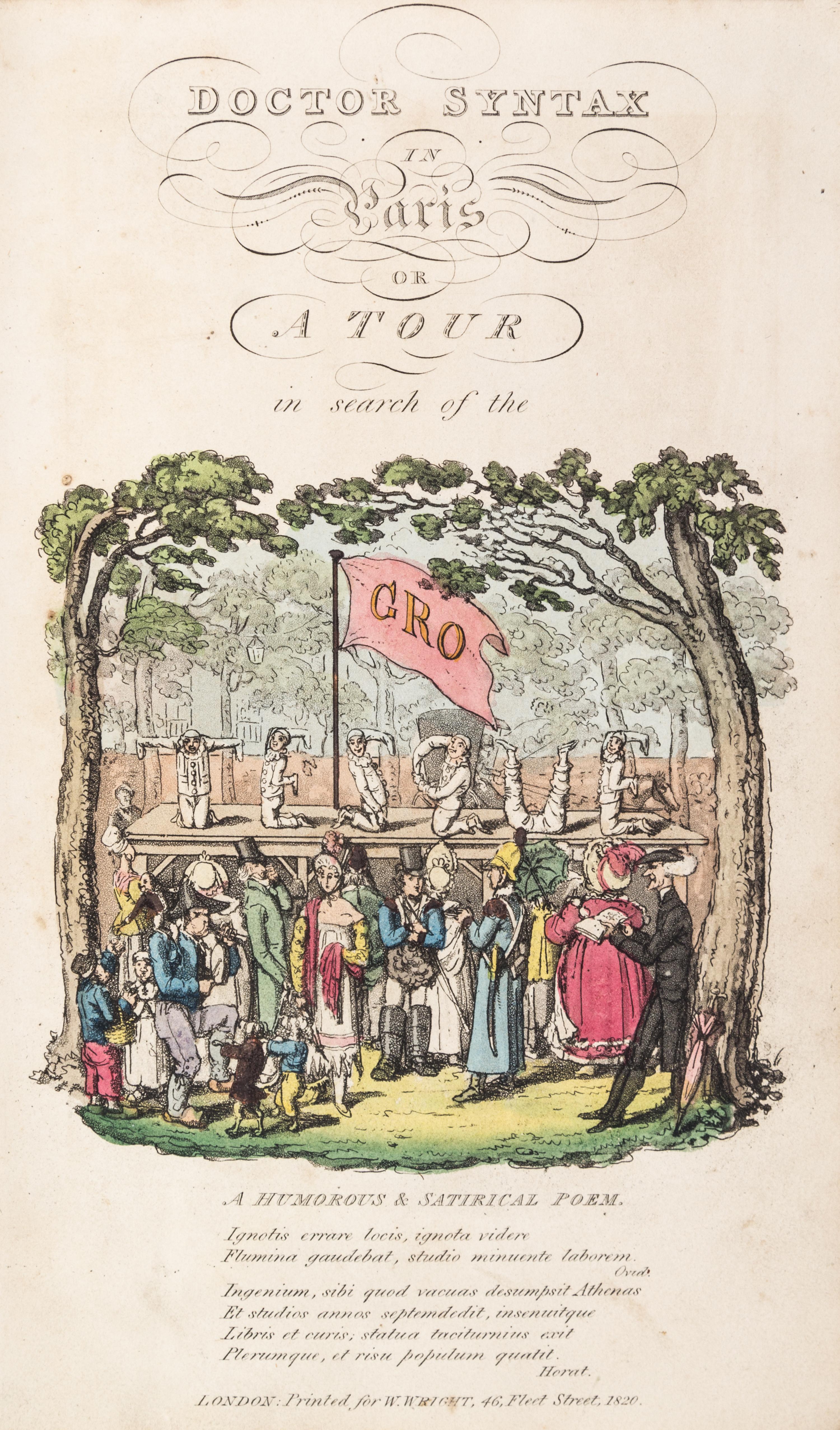 (ROWLANDSON, THOMAS) COMBE, WILLIAM. Doctor Syntax in Paris, with A Tour of Doctor Syntax. London, 1820. 2vols.