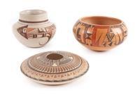 Two Hopi Polychrome Vases Height of largest 4 x 4 1/2 inches