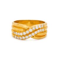 HENRY DUNAY, YELLOW GOLD AND DIAMOND RING