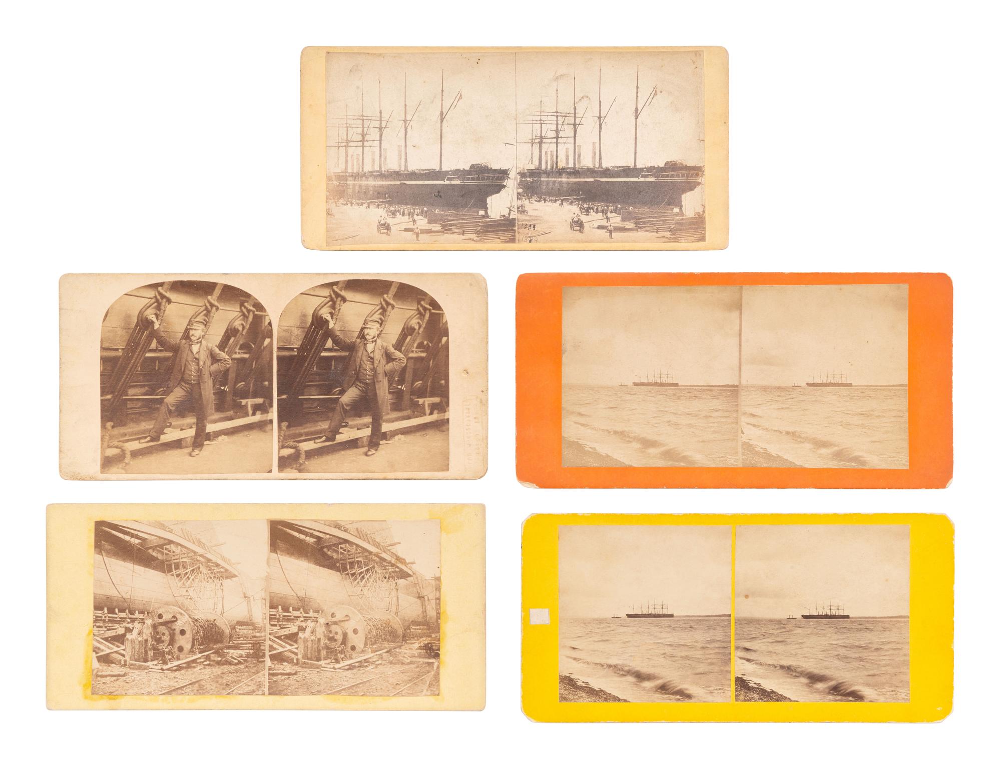 [STEAMSHIPS]. 5 stereoviews of the SS Great Eastern .