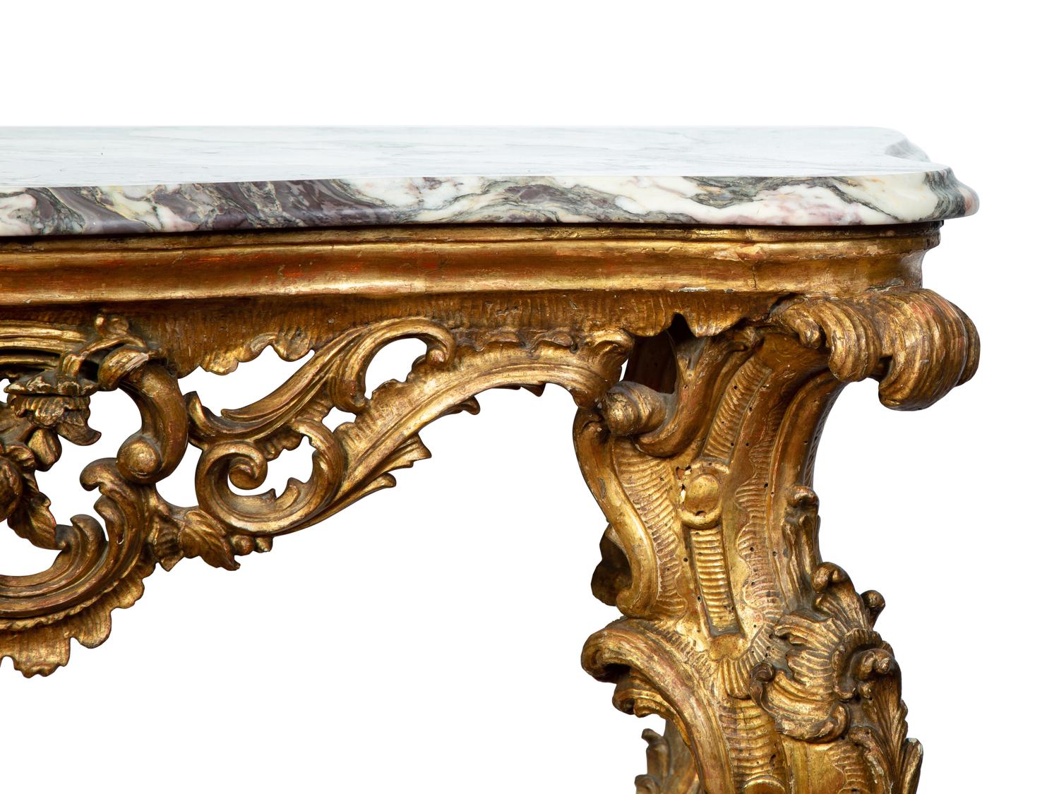 A Genovese Carved Giltwood Console Table — 18TH CENTURY