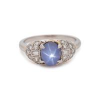 STAR SAPPHIRE AND DIAMOND RING