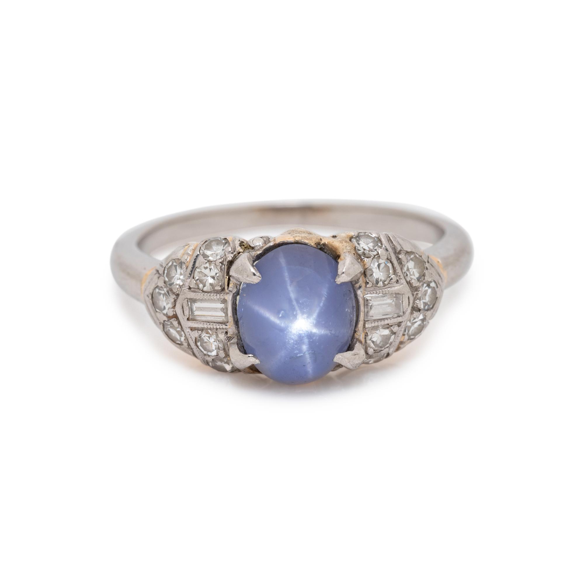 STAR SAPPHIRE AND DIAMOND RING