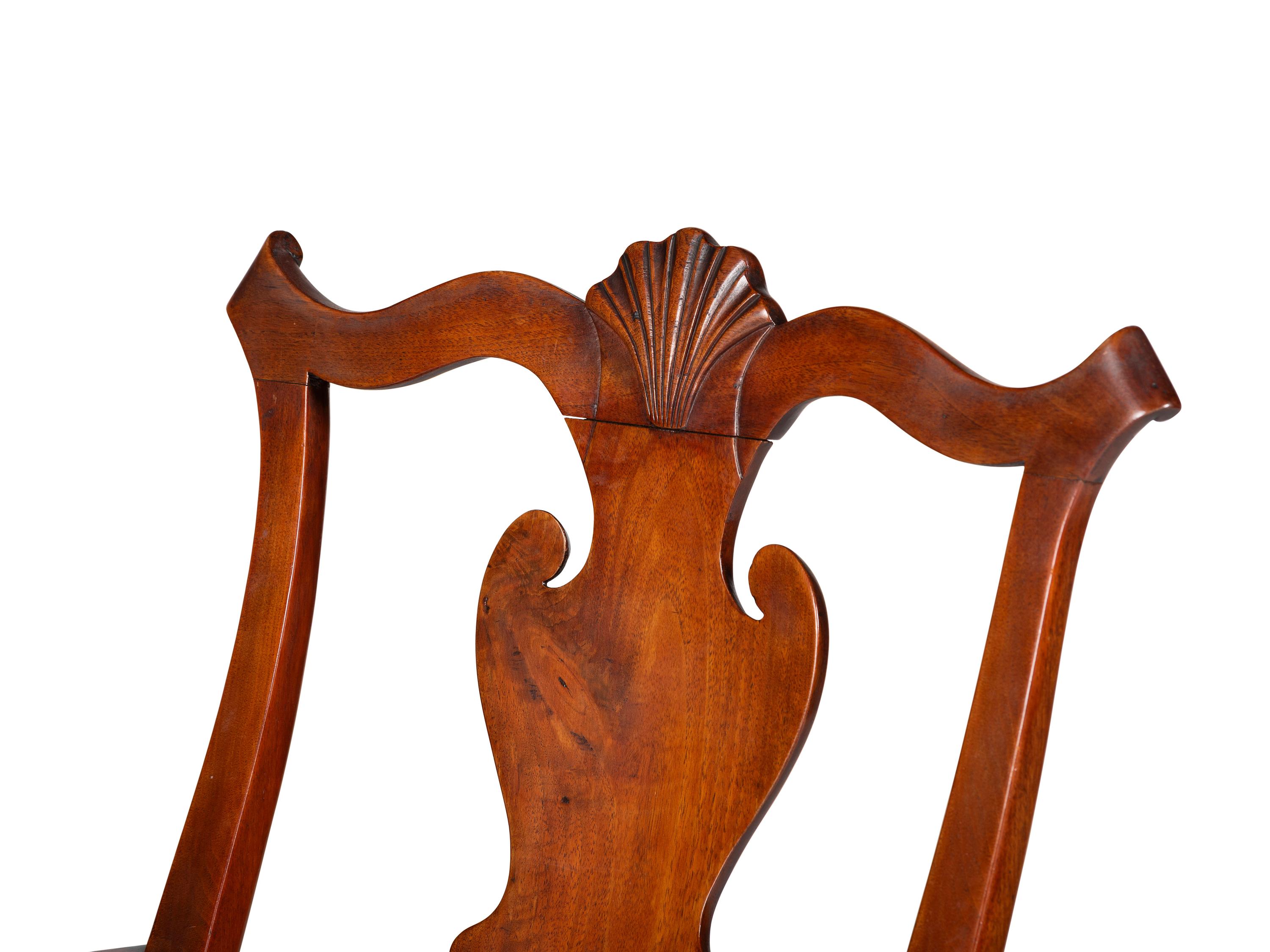 A Queen Anne Carved Walnut Armchair