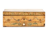 A Large Decoupaged Locking Document Box and a Painted Collaged Writing Box