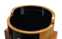 A Pair of Art Deco Style Part-Ebonized Burl Walnut Bedside Tables