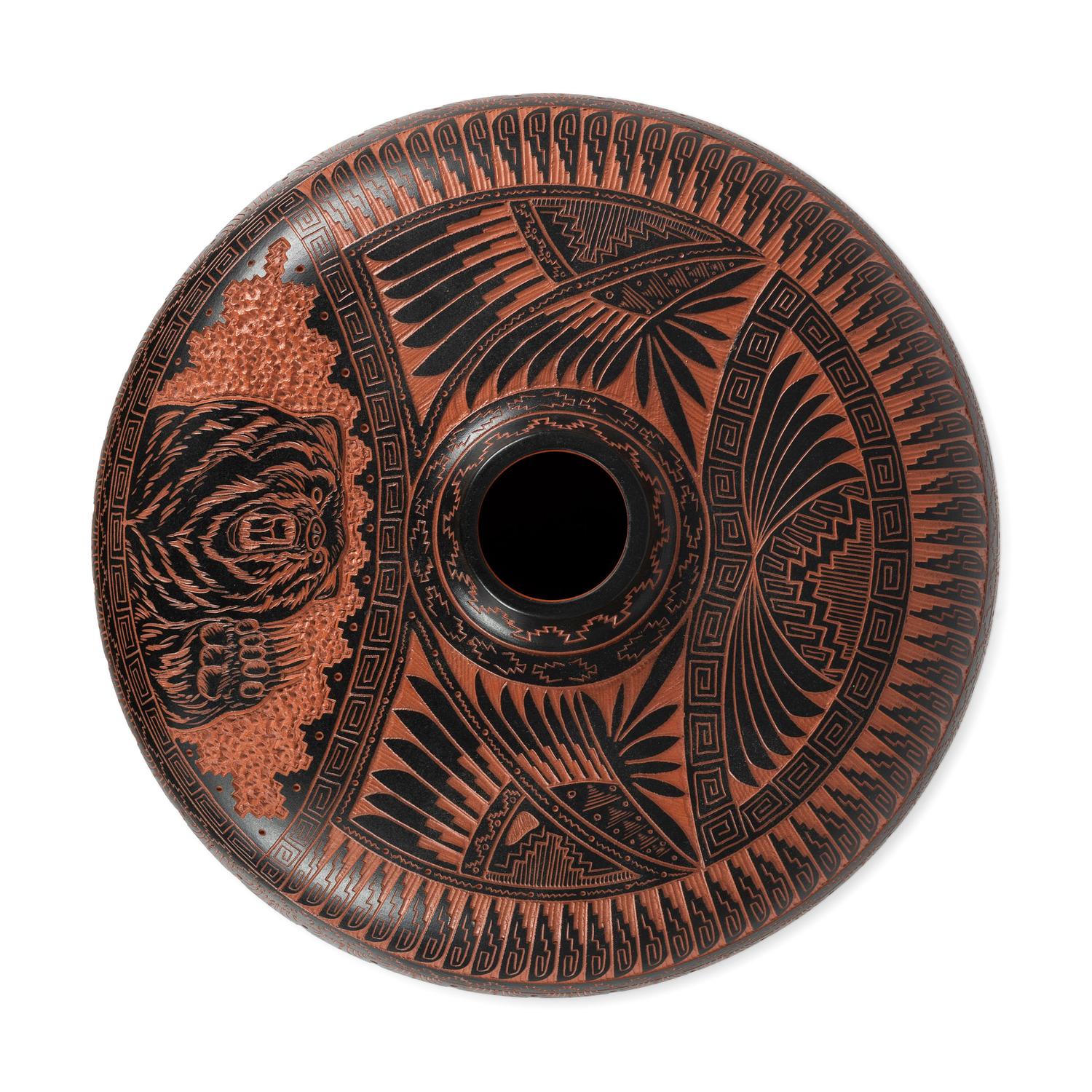 Large Polychrome Sgraffito Pottery Vase