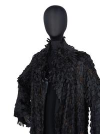 Unlabeled Black Coat with Ruffles, 1910-30s