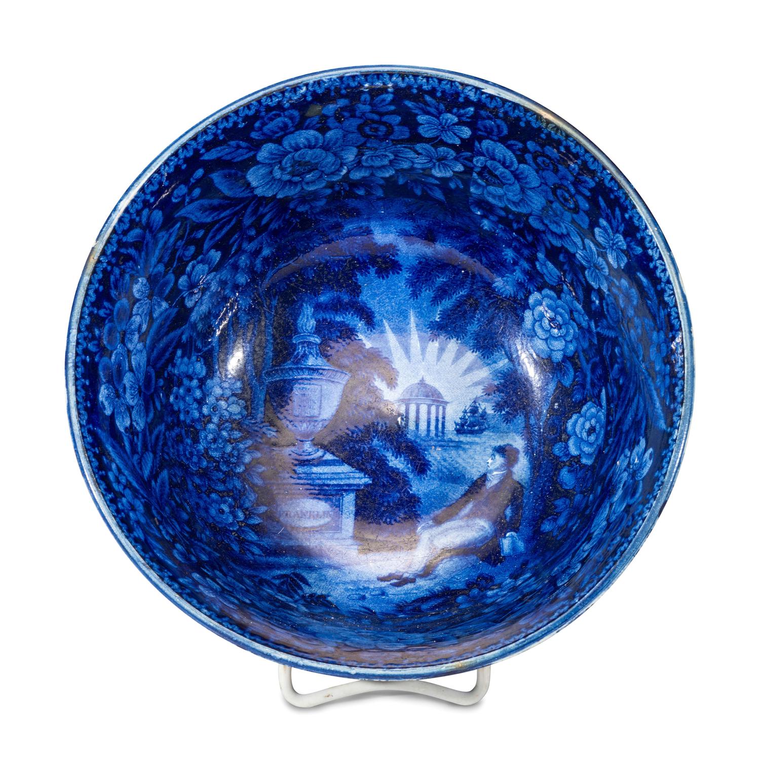 A Staffordshire Blue 'Franklin's Tomb' Bowl