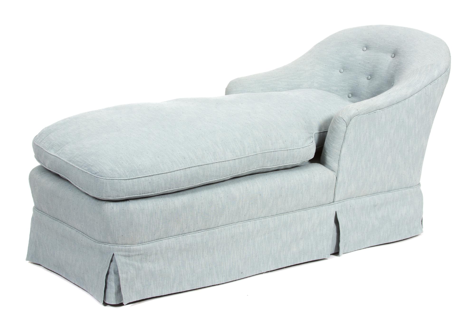 A Contemporary Upholstered Chaise Lounge Height 33 x Length 74 inches. — 20TH CENTURY