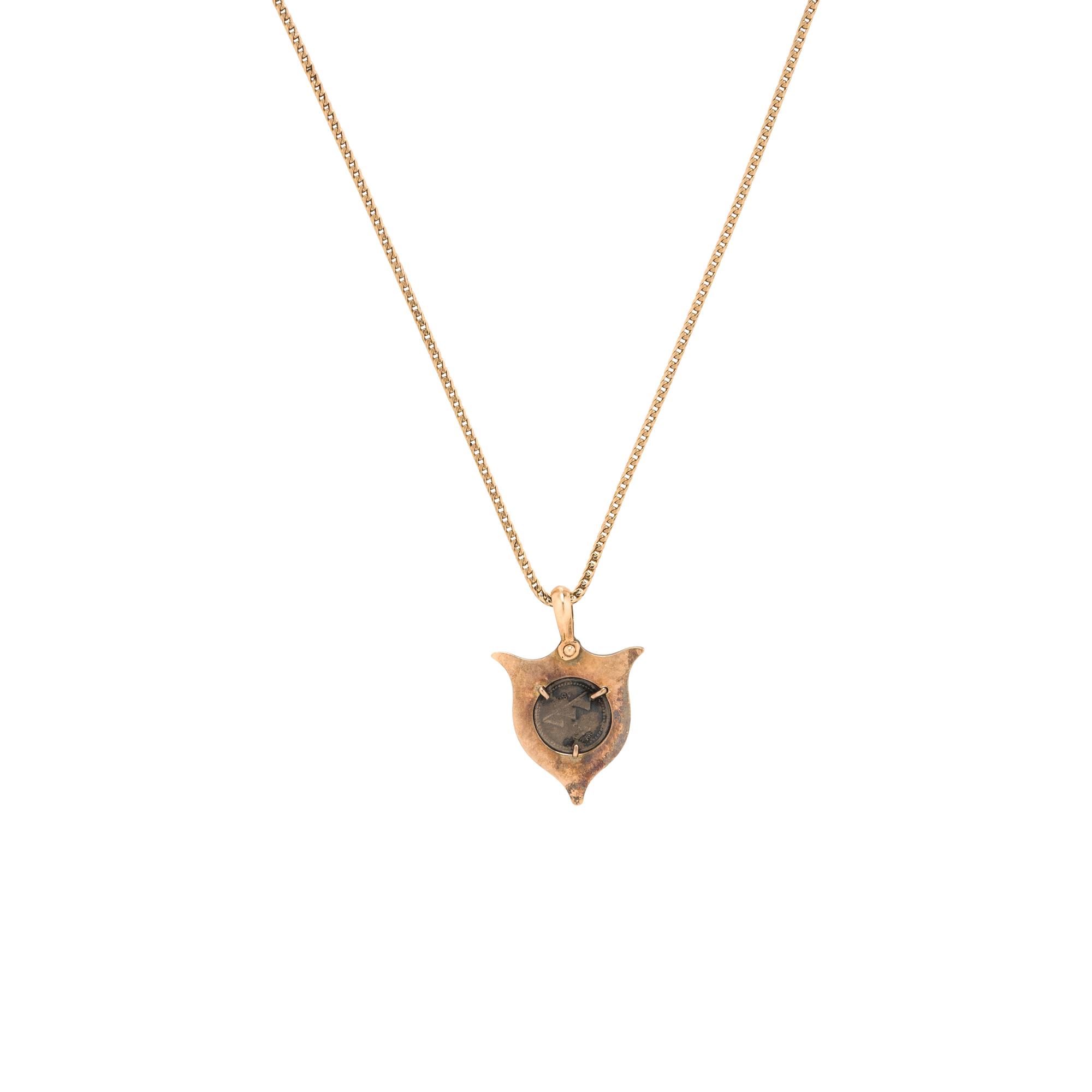 Silver Coin and Yellow Gold Necklace and Earring