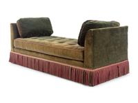 A Mohair Upholstered Day Bed with Bullion Fringe