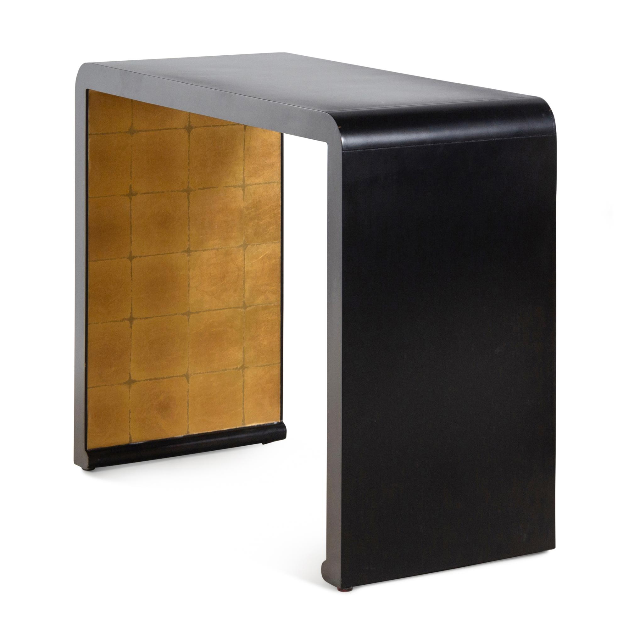 A Custom Black Lacquered Poplar Console Table