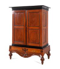 An Indo-Portuguese Parcel Ebonized Walnut Armoire
