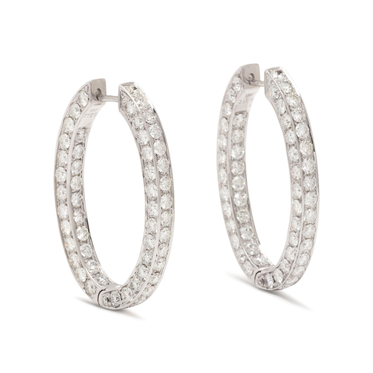 WHITE GOLD AND DIAMOND HOOP EARRINGS