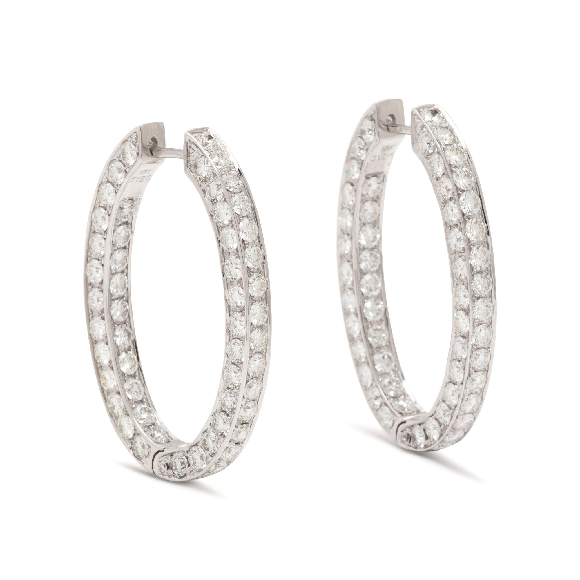 WHITE GOLD AND DIAMOND HOOP EARRINGS
