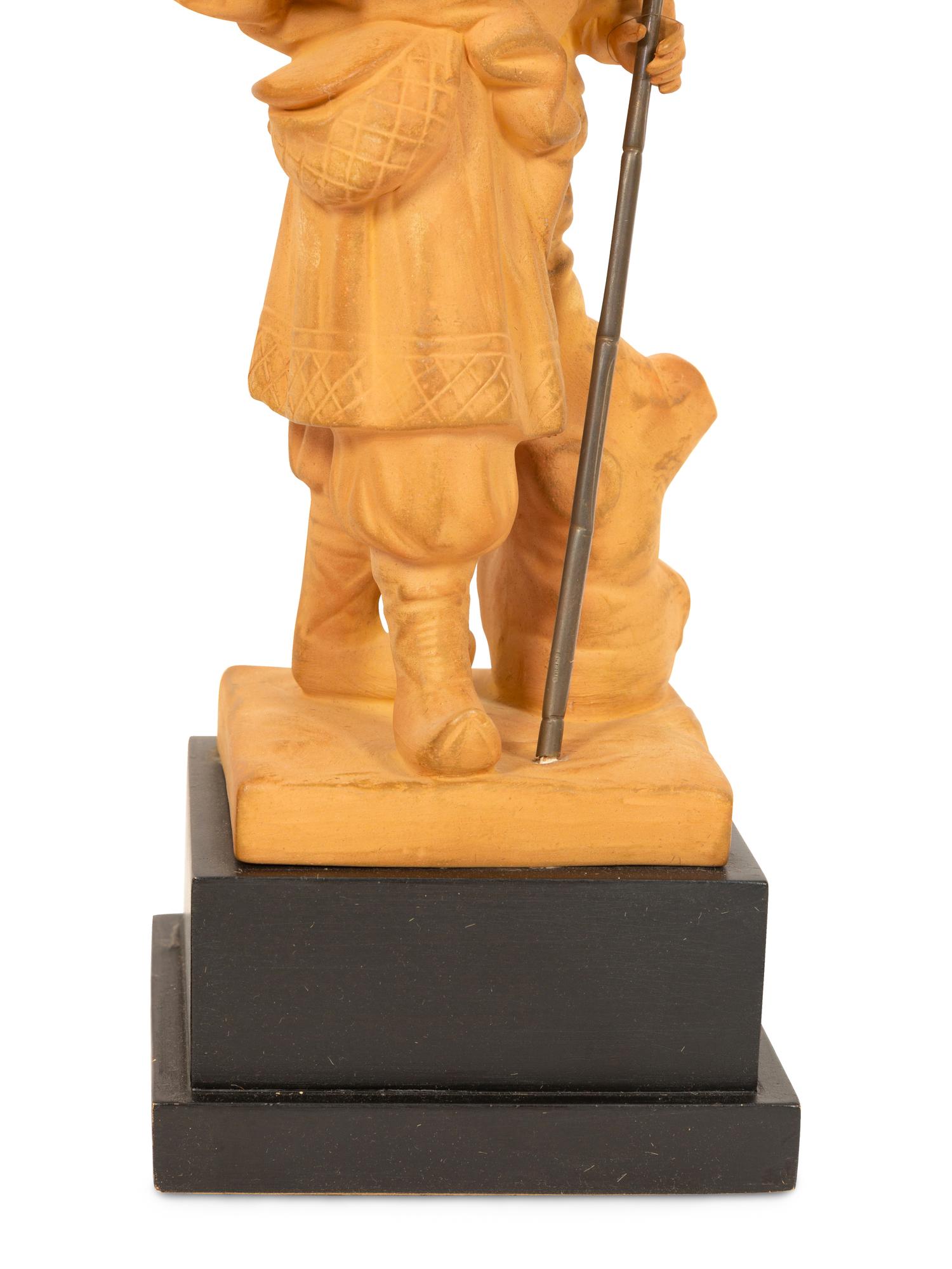 A Pair of Terracotta Chinese Figures Mounted as Lamps