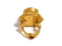 A Hellenistic Gold Finger Ring — with cabochon rock crystal and garnet