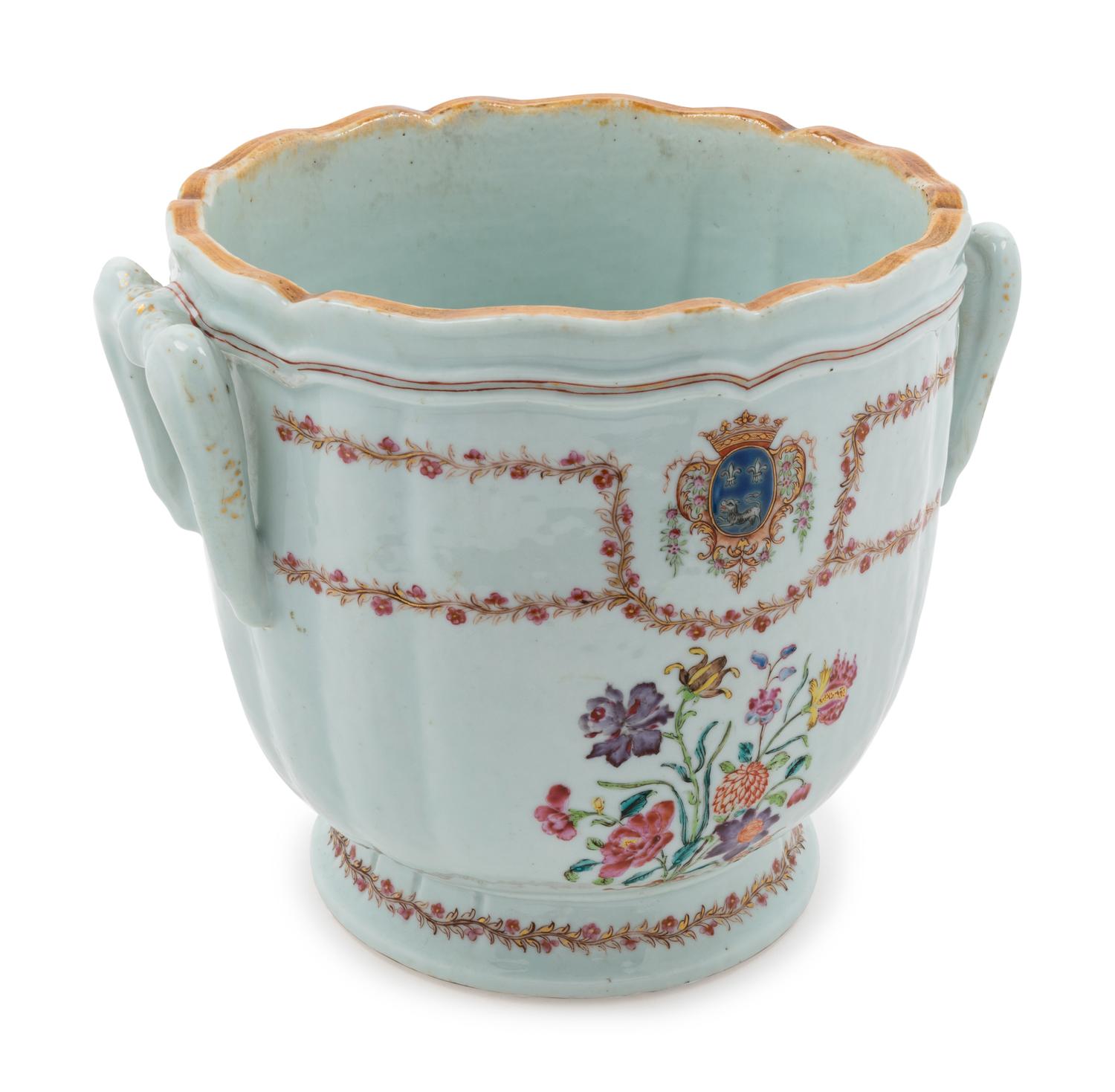 A Chinese Export Armorial Porcelain Wine Cooler