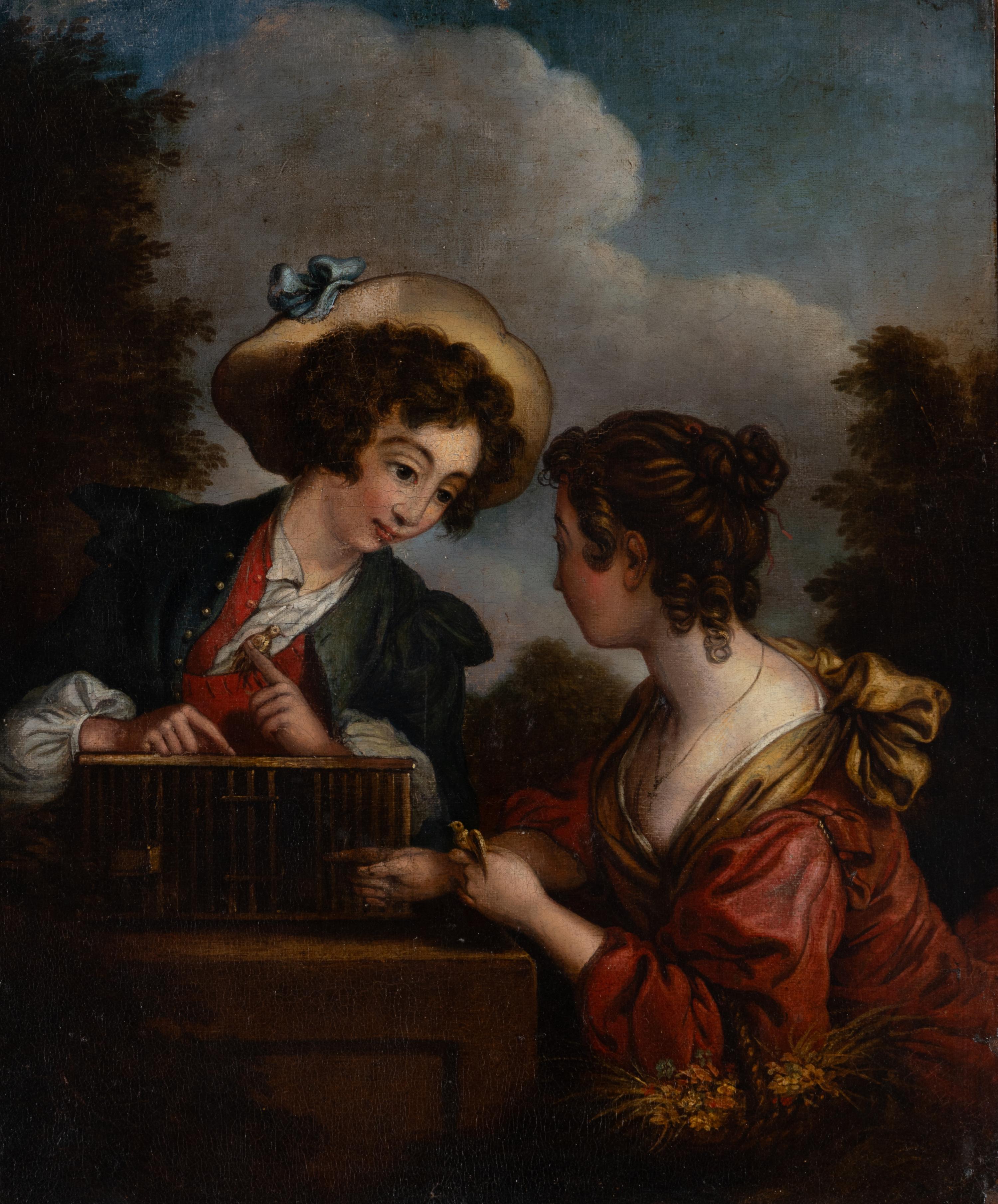 French School, 18th/19th Century — Two Ladies with a Birdcage