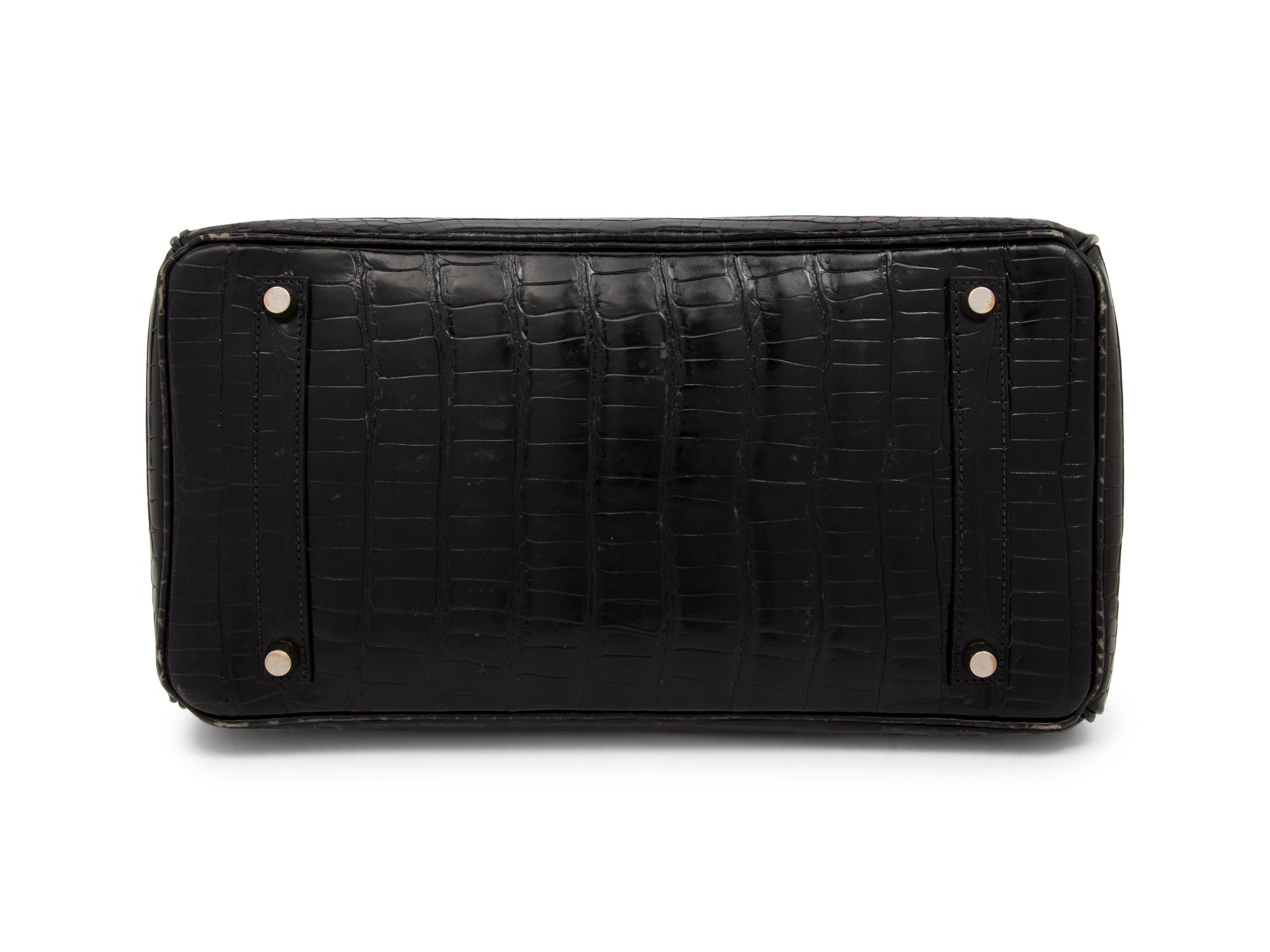 Hermès Birkin 35 in Shiny Black Porosus Crocodile, 2004