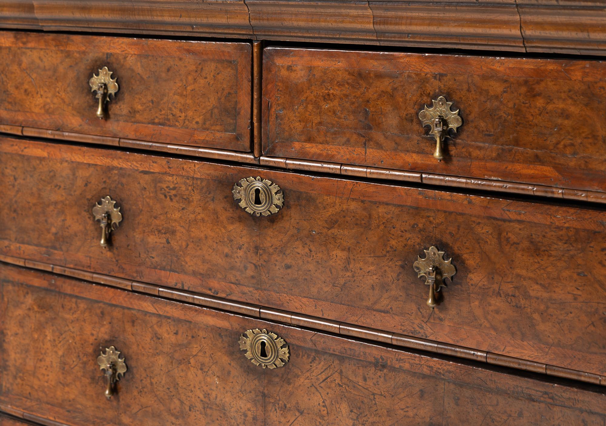 A William and Mary Burl Walnut Chest of Drawers