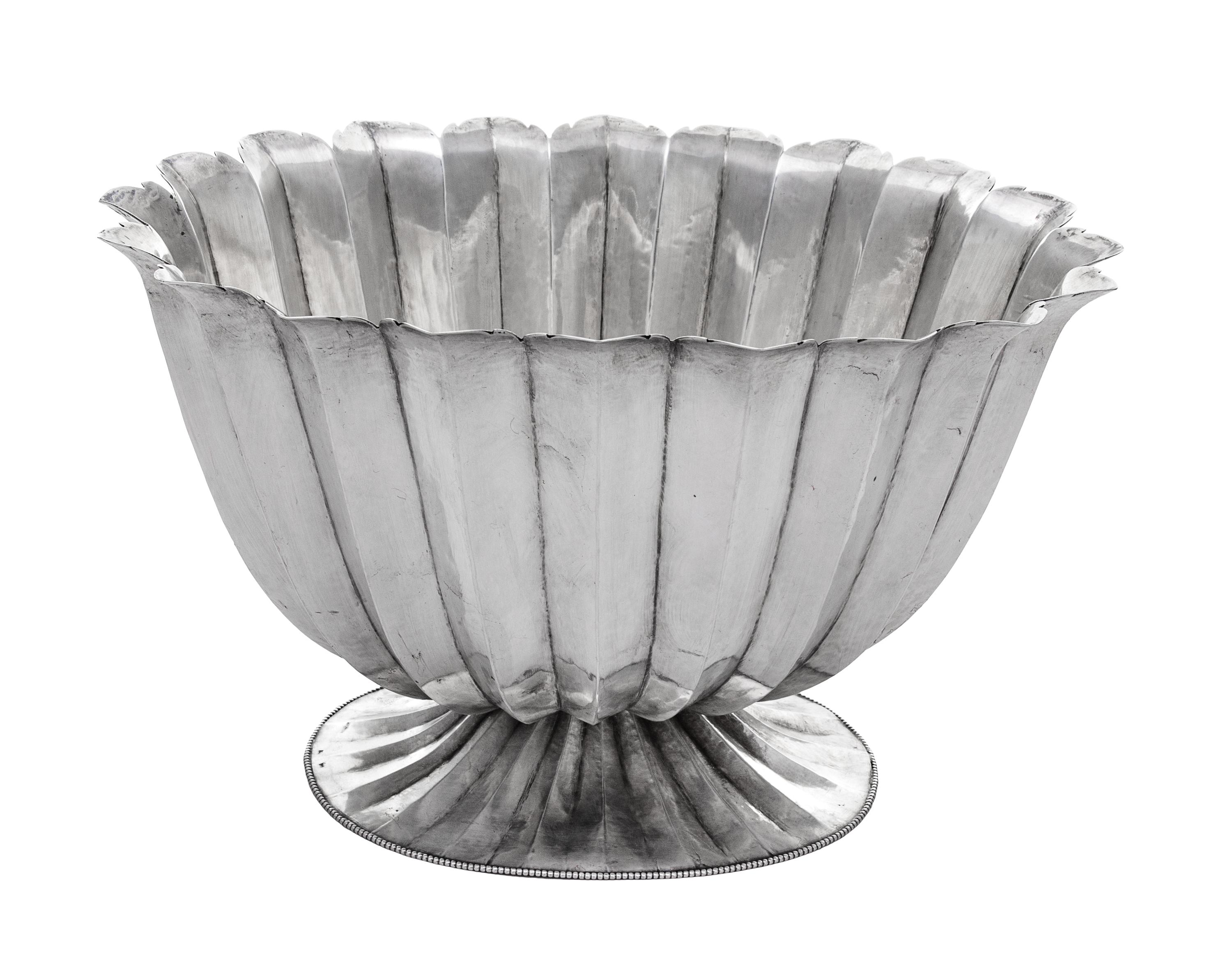 A Vienna Secessionist Silver Footed Bowl, Designed by Dagobert Peche, Executed by Wiener Werkstatte, Vienna, First Quarter 20th Century