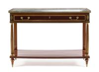 A Charles X Brass Mounted Mahogany Console Table Height 36 1/4 x width 51 1/2 x depth 17 1/4 inches. — 19TH CENTURY