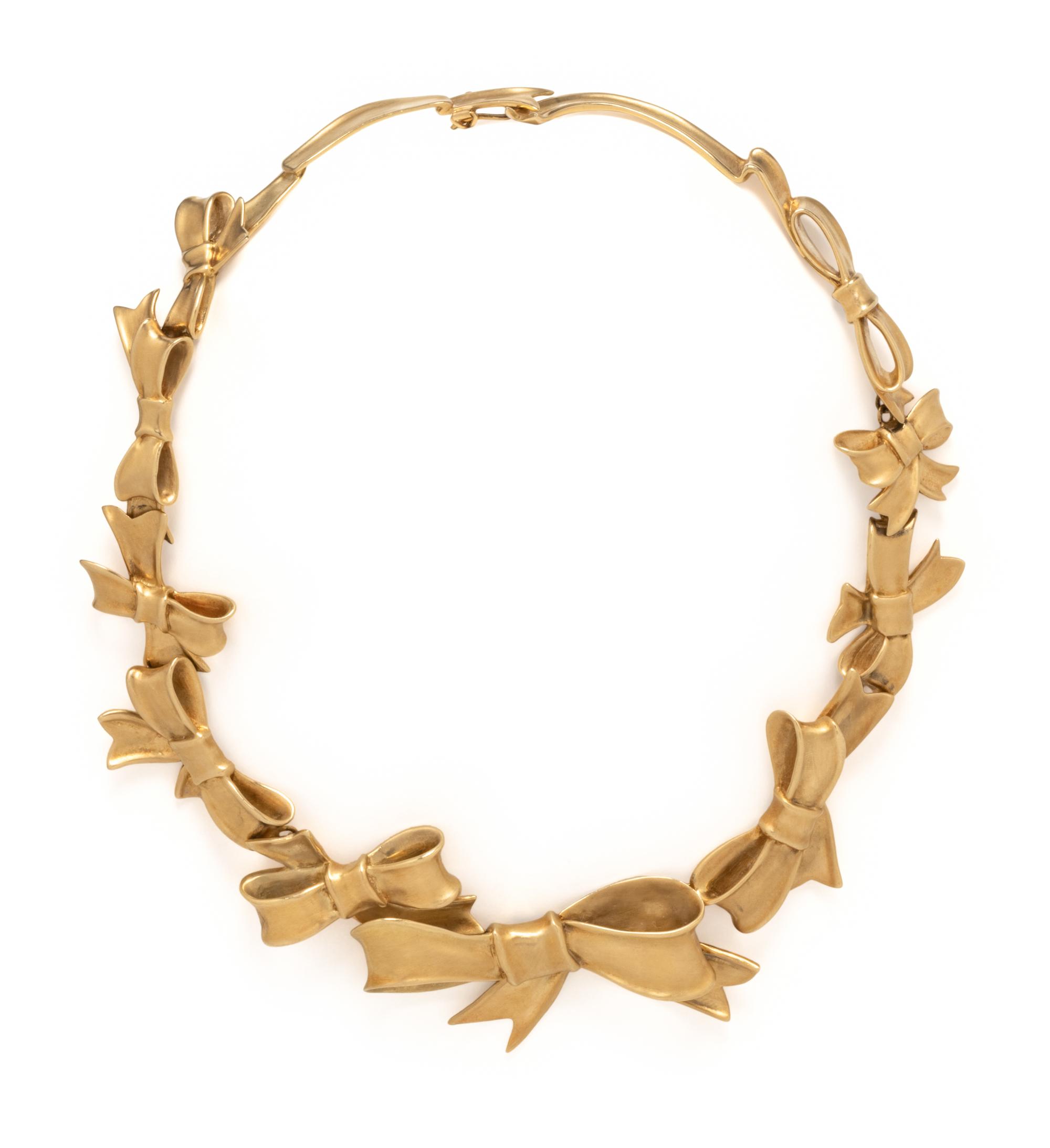 ANGELA CUMMINGS, YELLOW GOLD BOW NECKLACE
