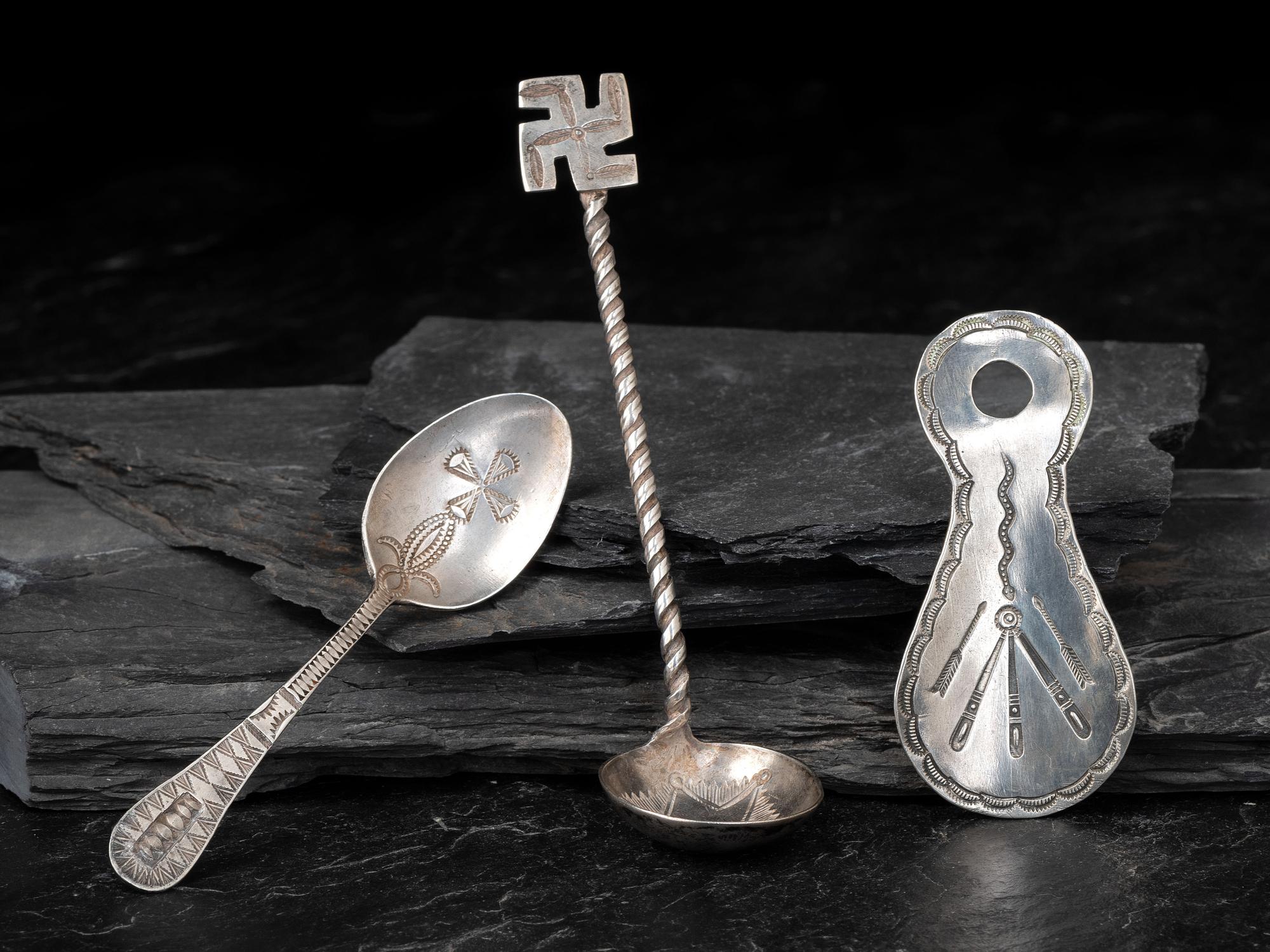 Navajo Silver Spoons and Boot Horn