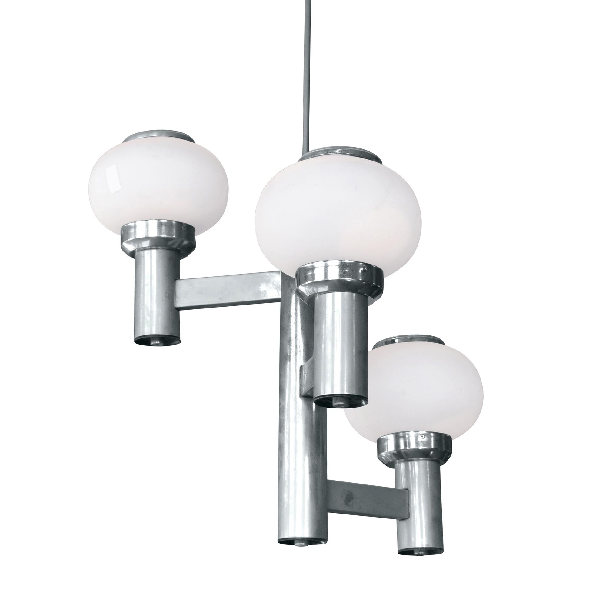 A Chrome and Glass Light Fixture 22" W x 22" D x 44" H — Argentina, Mid-20th Century