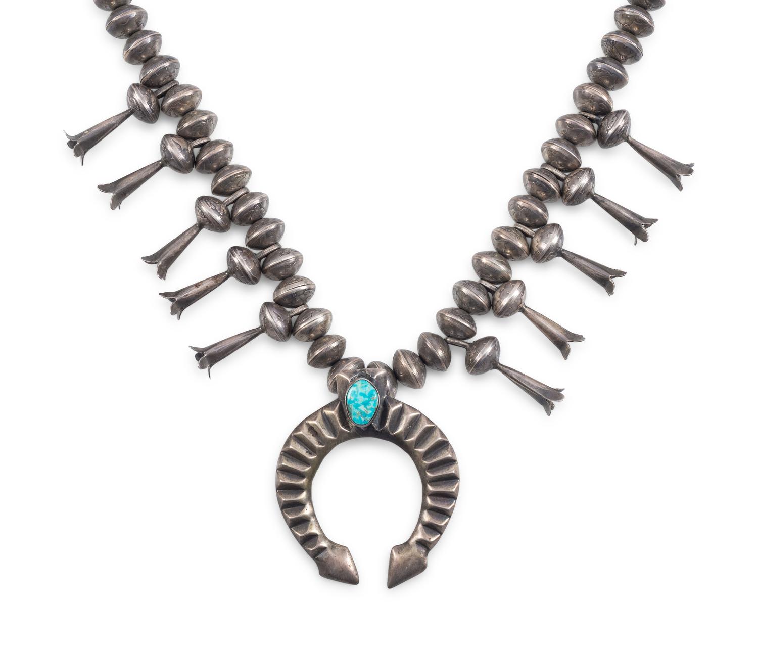 Navajo Mercury Dime Squash Blossom Necklace