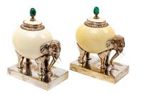 A Pair of Anthony Redmile Ostrich Egg Figures