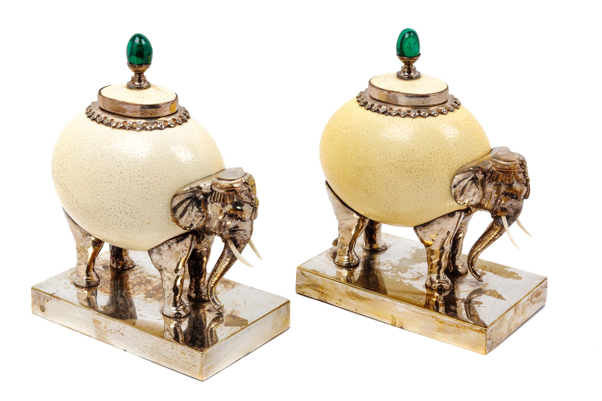 A Pair of Anthony Redmile Ostrich Egg Figures
