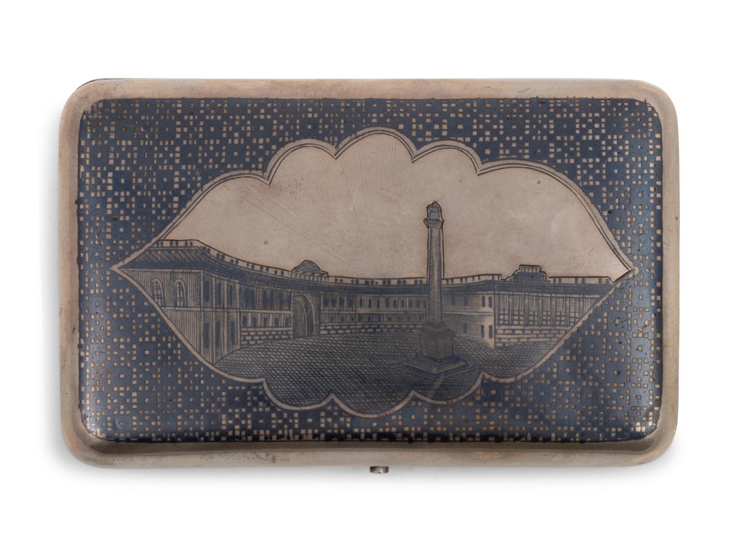 A Russian Niello Silver Cigarette Case
