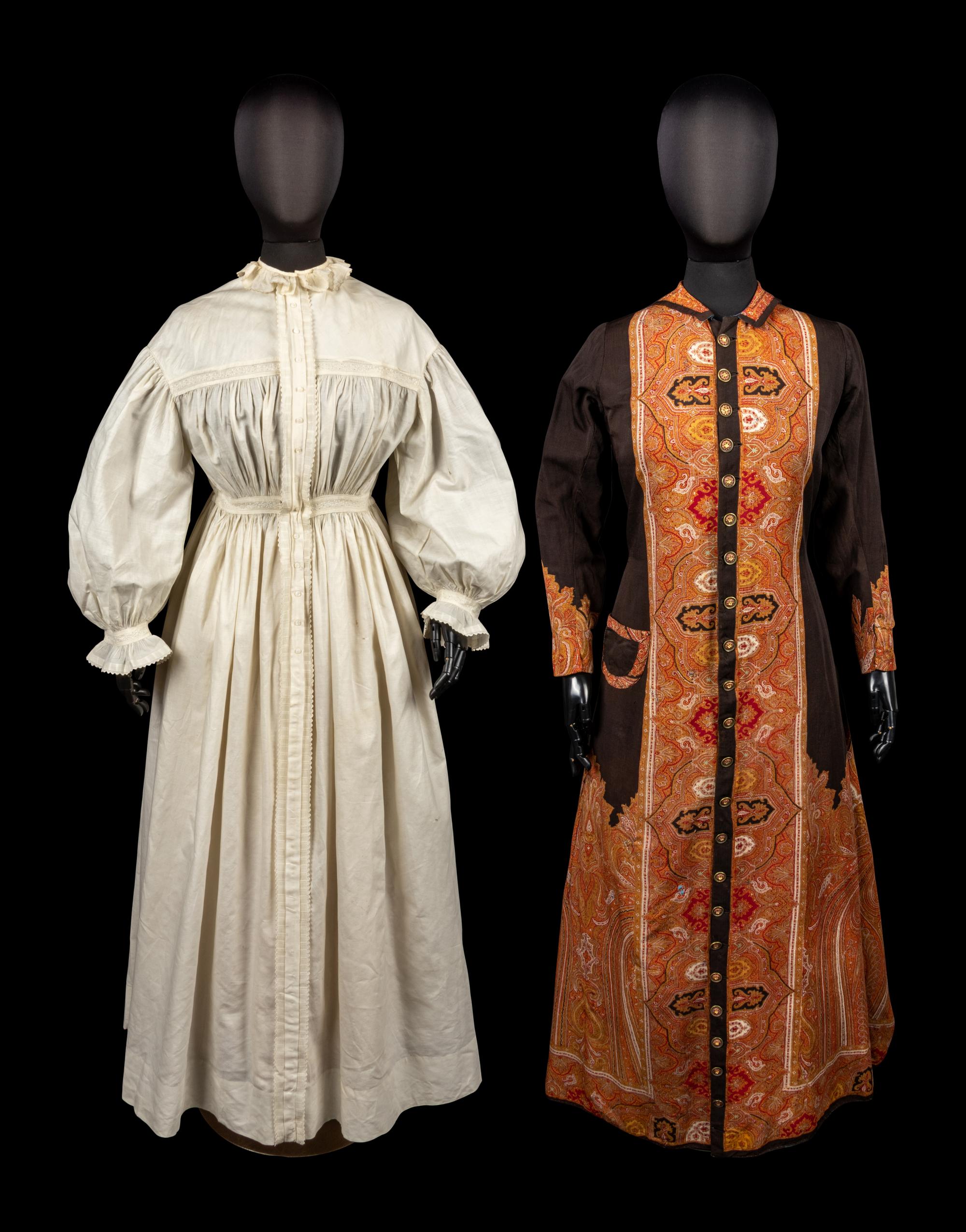 Two Mid-Victorian Dressing Gowns / Robes, 1860-70s