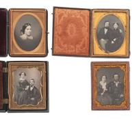 [EARLY PHOTOGRAPHY]. 10 half and quarter plate daguerreotypes of single sitters and pairs.