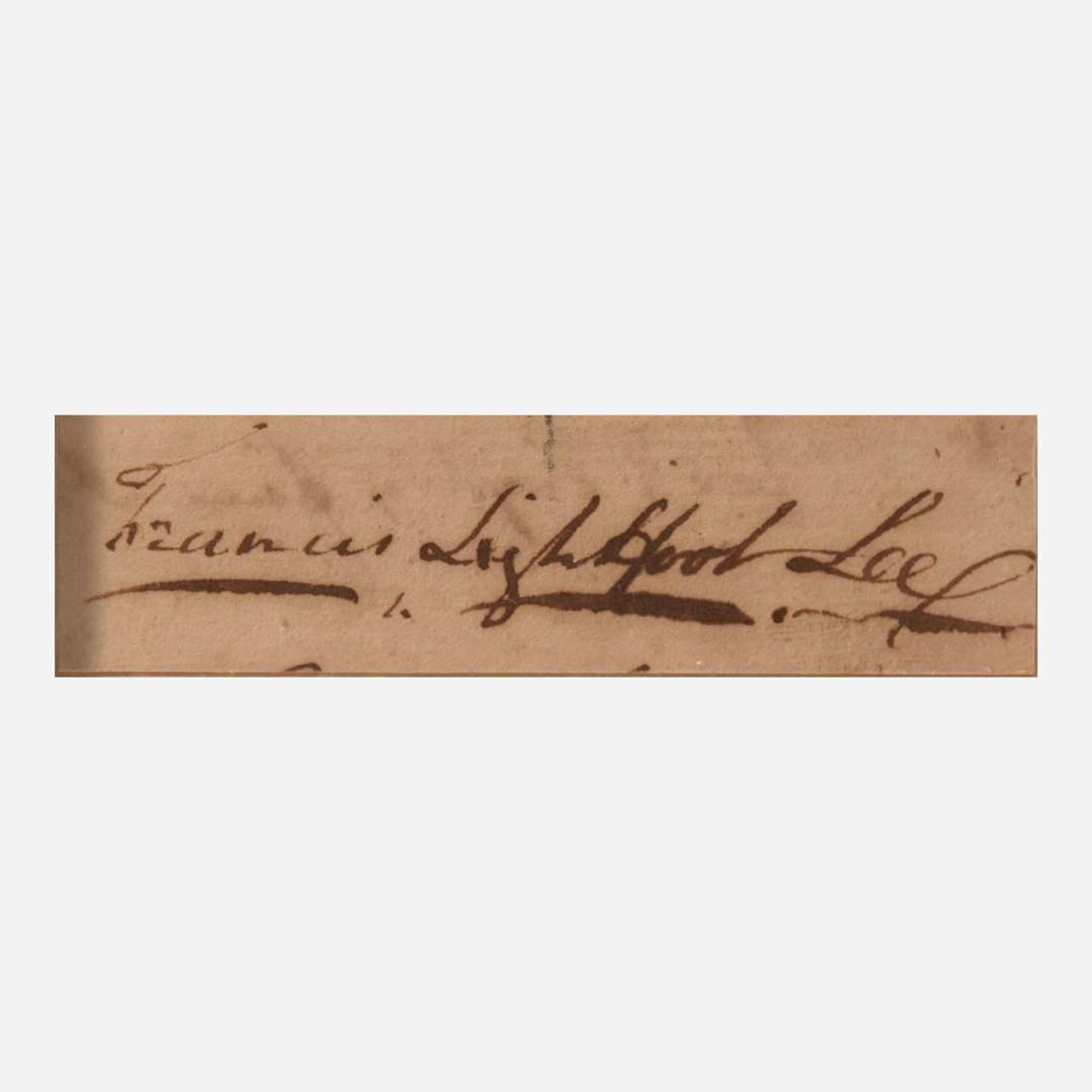 [Declaration of Independence] [Virginia] Lee, Francis Lightfoot Cut Signature