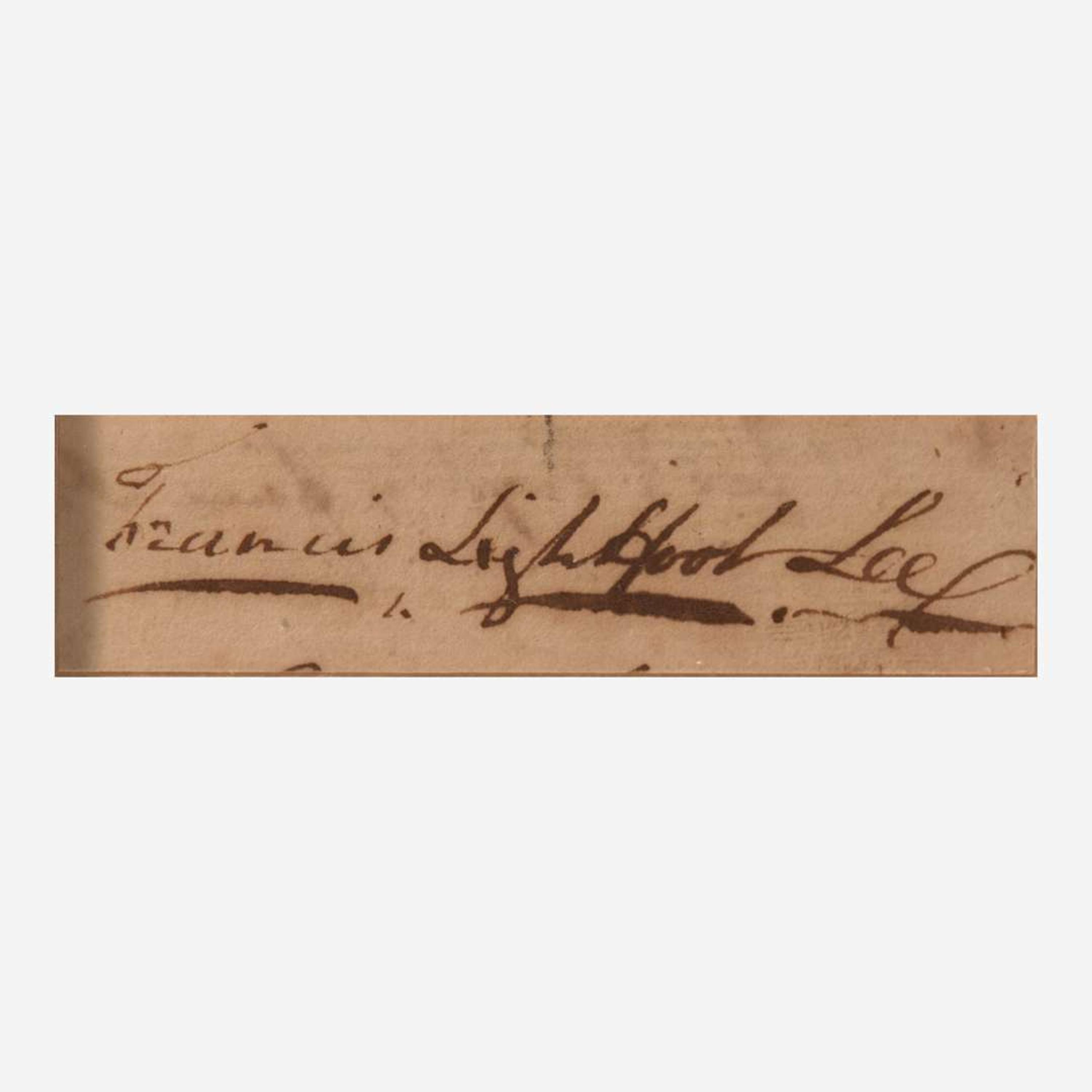 [Declaration of Independence] [Virginia] Lee, Francis Lightfoot Cut Signature