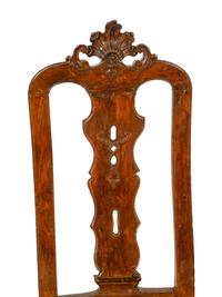 A Pair of Portuguese Carved Walnut Side Chairs