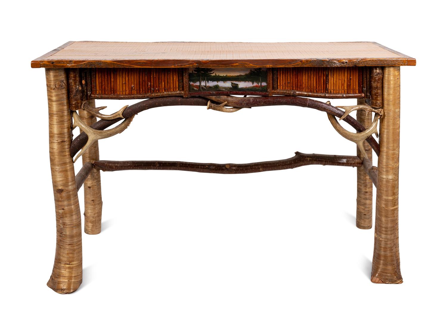 An Adirondack Table with Inset Painting