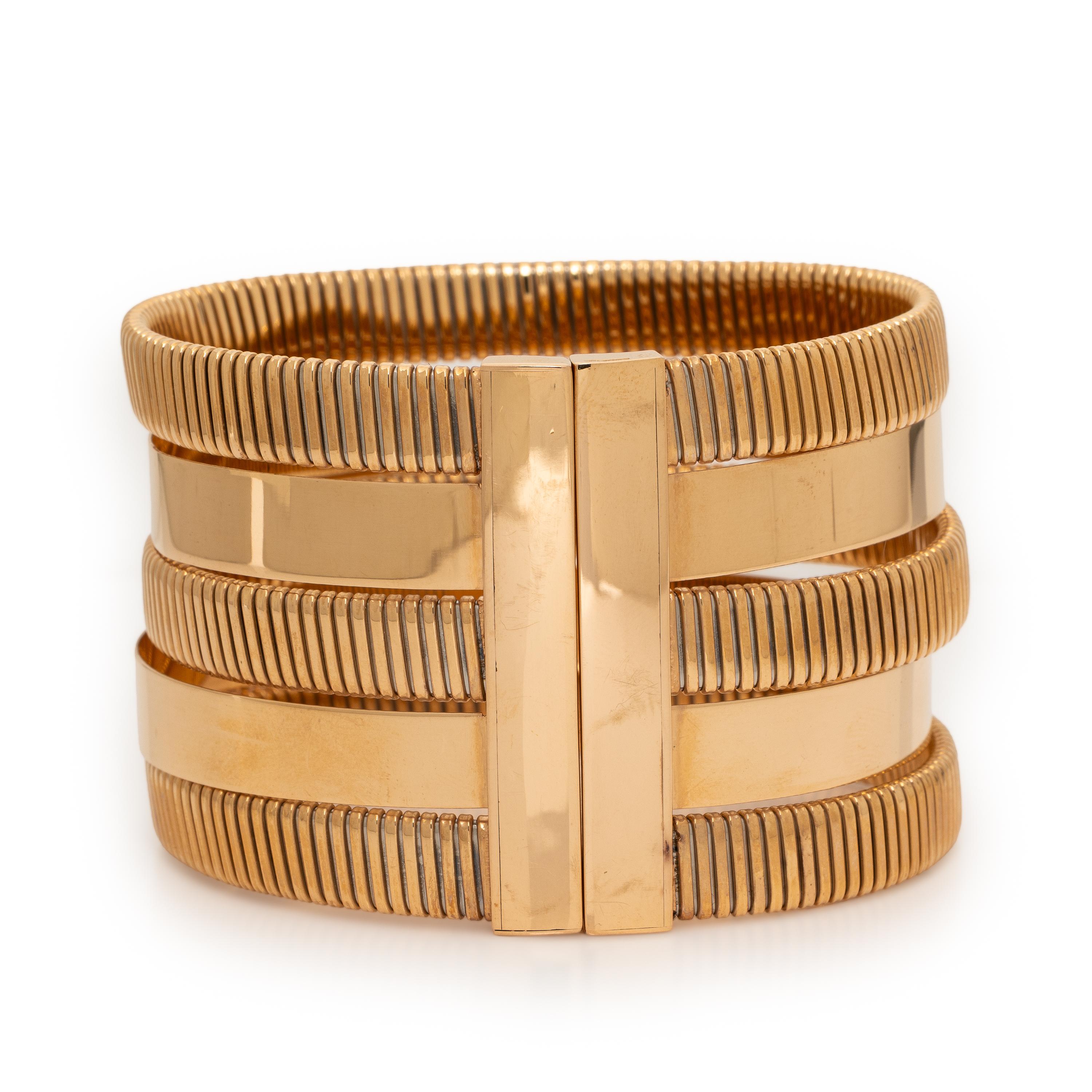 Rose Gold and Diamond Flexible Cuff Bracelet