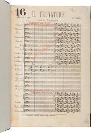 [MUSIC]. VERDI, Giuseppe (1813-1901). Il Trovatore. Partitura . Milan: G. Ricordi & C., [ca 1888].
