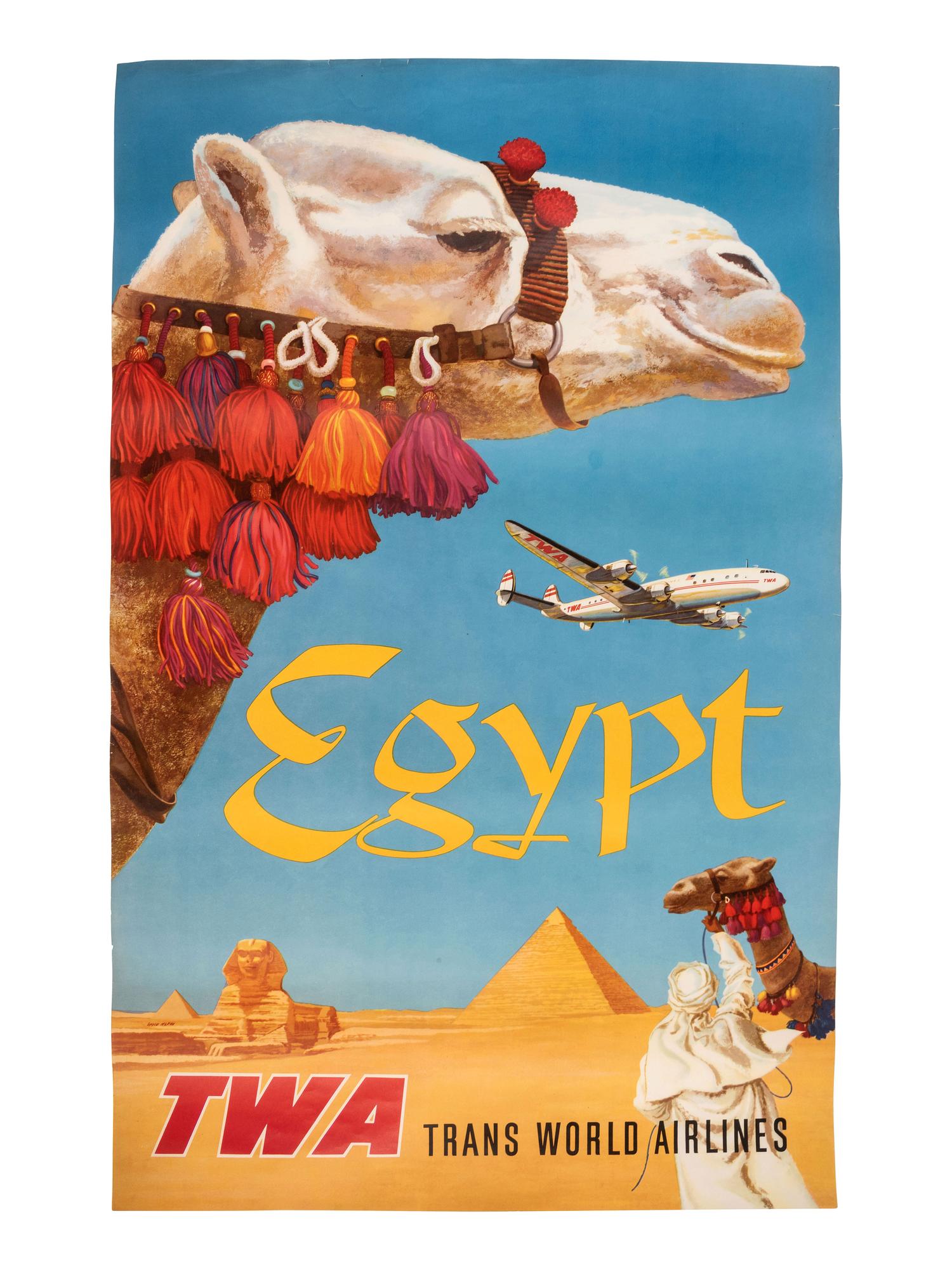 [TRAVEL]. A group of 4 TWA posters promoting travel to Spain, Portugal, and Egypt. Ca 1950s.