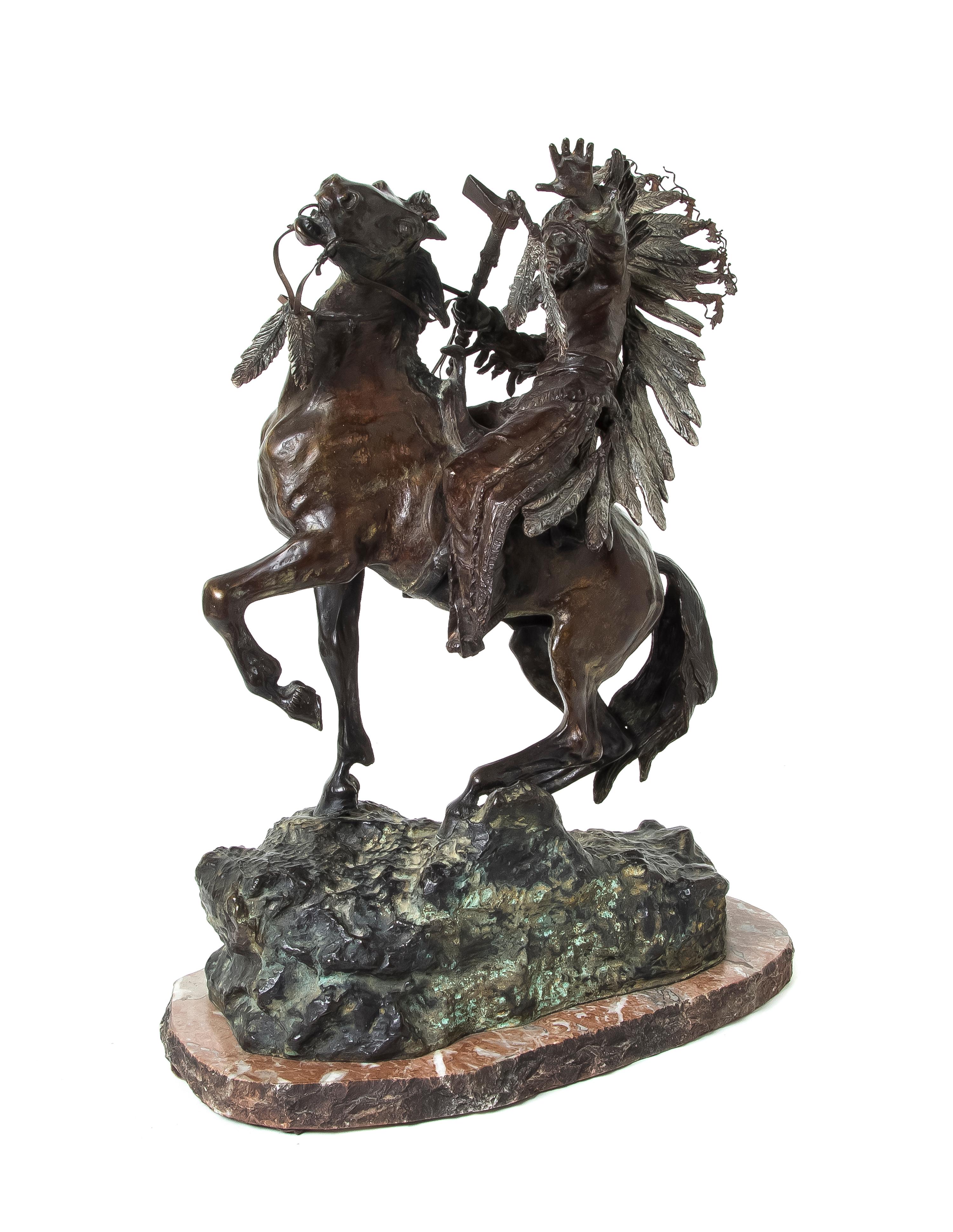 A Bronze Figural Group, Carl Kauba (Austrian/American, 1865-1922), Height of bronze 18 inches.